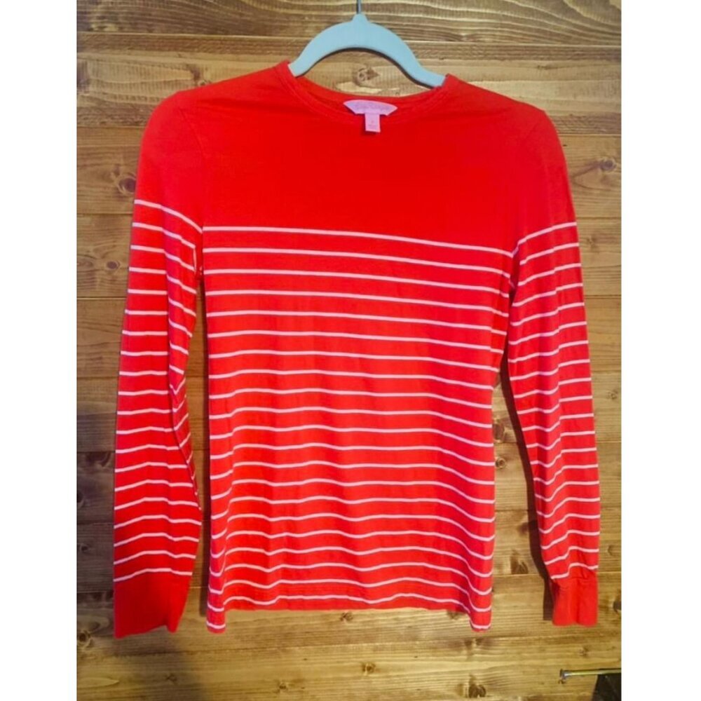 Lilly Pulitzer red white stripes long sleeve light top women’s S pullover